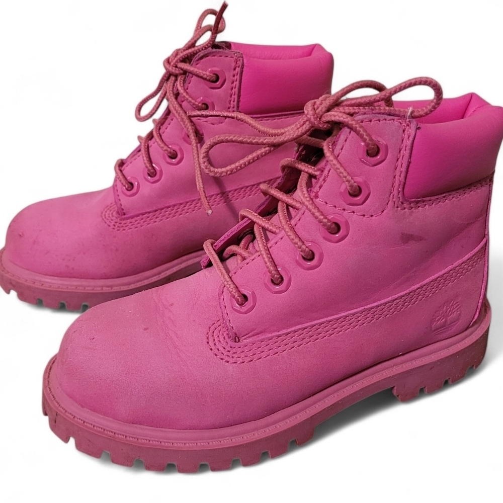 Timberland Pink Nubuck Leather Boots Toddler Girls 10 Waterproof Winter Casual